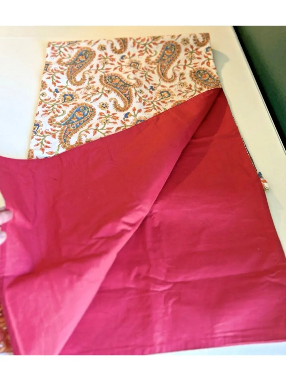 Pottery Barn Paisley Block Print 18”x108” Table Runner 100% Cotton Multicolor